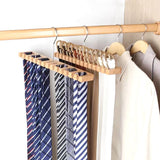 2 in 1 Wooden Wall Mount Belts Organizer, Belt Rack Organizer with 360° Swivel Hook, Tie and Belt Organizer