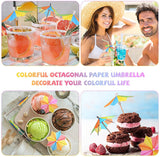 10 PCS Colorful Paper Umbrellas, Cocktail Parasol Picks, Cupcake Toppers Picks Cupcake Toppers for Summer Hawaiian Umbrella Sticks