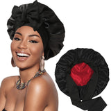 Satin Bonnet Silk Bonnet for Sleeping Double Layer Satin Lined Black Hair Bonnet with Tie Band Bonnets for Women Natural Curly In Australia - Darrahopens