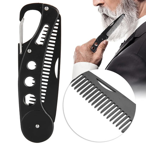 Beard comb for men, Stainless Steel Folding Beard Comb, Multifunctional Pocket Beard and Moustache Comb for Men Beard Styling In Australia - Darrahopens