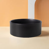 Ceramic Round Dog Cat Bowl with Wood Stand, Durable Ceramic Food Water Elevated Dish for Pet, Modern Cute Weighted Food (2pcs)