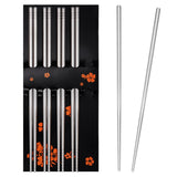 Chopsticks Small Square Chopsticks Long Lightweight Chopstick Set Reusable Classic Style for Kitchen Dinner 5 Pairs Silver In Australia - Darrahopens