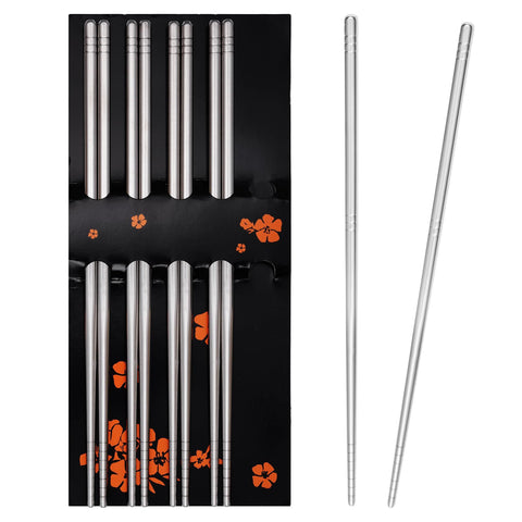 Chopsticks Small Square Chopsticks Long Lightweight Chopstick Set Reusable Classic Style for Kitchen Dinner 5 Pairs Silver In Australia - Darrahopens