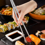 Chopsticks Small Square Chopsticks Long Lightweight Chopstick Set Reusable Classic Style for Kitchen Dinner 5 Pairs Silver In Australia - Darrahopens
