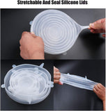 6pcs Reusable Silicone Stretch Lids - Food Huggers - Dishwasher, Microwave & Freezer Safe - Food Grade Reusable Bowl Covers