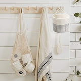 2 Pack Small Hanging Basket,wall hanging baskets with hooks,small hanging storage basket with handle for Porch Living Room Bedroom