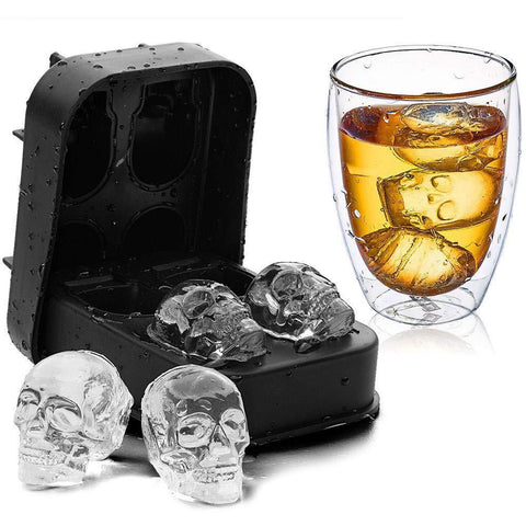 Skull Silicone Jello Ice Mold Flexible Cube Maker Tray for Halloween and Christmas Party. Best for Whiskey and Cocktails Black In Australia - Darrahopens
