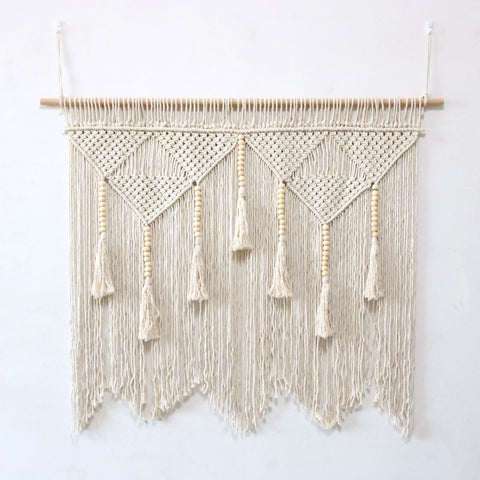 Hanging Headboard for Bedroom Window Curtains Wall Decor Wall Art tapestry Tassel Woven Wall Backdrop(Wood Dowels Not Included) In Australia - Darrahopens
