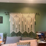 Hanging Headboard for Bedroom Window Curtains Wall Decor Wall Art tapestry Tassel Woven Wall Backdrop(Wood Dowels Not Included)