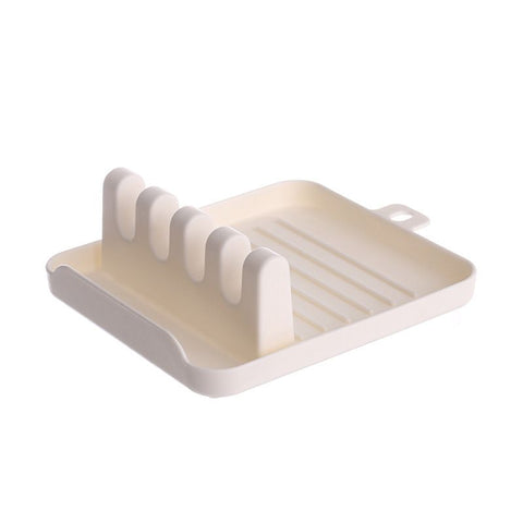 Non-slip Drip Pad Multiple Utensils Heat-Resistant Kitchen Fork Spoon Holders Silicone Cooking Utensil Rest (Green AND white)
