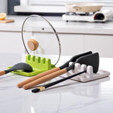 Non-slip Drip Pad Multiple Utensils Heat-Resistant Kitchen Fork Spoon Holders Silicone Cooking Utensil Rest (Green AND white)