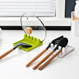 Non-slip Drip Pad Multiple Utensils Heat-Resistant Kitchen Fork Spoon Holders Silicone Cooking Utensil Rest (Green AND white)