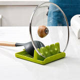 Non-slip Drip Pad Multiple Utensils Heat-Resistant Kitchen Fork Spoon Holders Silicone Cooking Utensil Rest (Green AND white)
