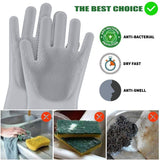 Reusable Silicone Dishwashing Gloves, Dishwashing Gloves with Scrubber, Household Kitchen Gloves, Pet Grooming