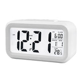 Upgraded Digital Alarm Clock, Display with Temperature Larger Lound Light Control Portable Snooze Calendar Brightness(White)