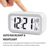 Upgraded Digital Alarm Clock, Display with Temperature Larger Lound Light Control Portable Snooze Calendar Brightness(White)