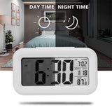 Upgraded Digital Alarm Clock, Display with Temperature Larger Lound Light Control Portable Snooze Calendar Brightness(White)