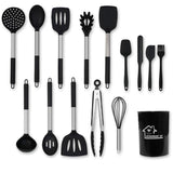 Silicone Cooking Utensils Set, 15 Pcs Heat Resistant Kitchen Utensils with Stainless Steel Handle, Slotted  Soup Ladle In Australia - Darrahopens
