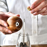Manual Round Head Pepper Sea Salt Grinder Acrylic Acacia Wood Grinder Ceramic Core Kitchen Tool (Size : 6 and 8 inch acacia wood)