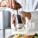 Manual Round Head Pepper Sea Salt Grinder Acrylic Acacia Wood Grinder Ceramic Core Kitchen Tool (Size : 6 and 8 inch acacia wood)