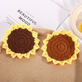 Handmade Crochet Coasters Cute Drink Coaster Set for Coffee Table Tabletop Protection Home Decor-Sunflower-2 PCS In Australia - Darrahopens