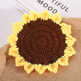 Handmade Crochet Coasters Cute Drink Coaster Set for Coffee Table Tabletop Protection Home Decor-Sunflower-2 PCS In Australia - Darrahopens