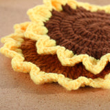 Handmade Crochet Coasters Cute Drink Coaster Set for Coffee Table Tabletop Protection Home Decor-Sunflower-2 PCS In Australia - Darrahopens
