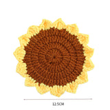Handmade Crochet Coasters Cute Drink Coaster Set for Coffee Table Tabletop Protection Home Decor-Sunflower-2 PCS
