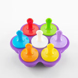 Seven-hole Silicone Food Supplement Box Sealed Crisper Silicone Popsicle Ice Grid Molded Ice Box Ice Cream Mold (2pcs）