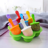 Seven-hole Silicone Food Supplement Box Sealed Crisper Silicone Popsicle Ice Grid Molded Ice Box Ice Cream Mold (2pcs）