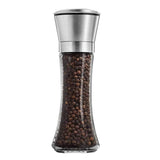 Salt and Pepper Grinder Tall Size - Black Pepper,Herb Shakers Mill Refillable Manual - Stainless Steel Lid - Adjustable Coarseness