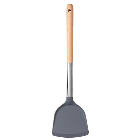 Silicone Shovel Non-Stick Pan Spatula Cooking Shovel with Long Wood Handle, Heat-resistant Turner Kitchen Utensils - （2pcs） In Australia - Darrahopens