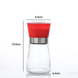 High Grips Glass Salt And Pepper Grinder Mill Set with Adjustable Coarseness Sauce Bottle Glass Seasoning Pot Containers（2pcs）