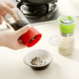 High Grips Glass Salt And Pepper Grinder Mill Set with Adjustable Coarseness Sauce Bottle Glass Seasoning Pot Containers（2pcs）
