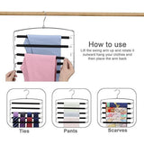 Multi Pants Trousers Hangers Smart Closet Saver Pack of 4 – Heavy-Duty Chrome Steel 360° Swivel Hook, Space Saving Multiple Trouser Slack Pant Hanger 5 Tier for Wardrobe Organization