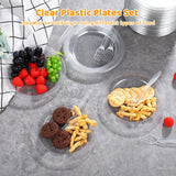 200PCS Clear Plastic Plates, 9" Disposable Dessert Plates with 200PCS Forks, Round Appetizer Plates, Plastic Dinner Plates for Party, Wedding
