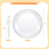 200PCS Clear Plastic Plates, 9" Disposable Dessert Plates with 200PCS Forks, Round Appetizer Plates, Plastic Dinner Plates for Party, Wedding