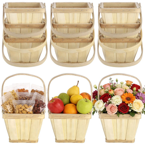 12PCS Mini Wooden Berry Baskets, 5.1 x 3.9 in Square Berry Picking Buckets with Handle, Hand-Woven Slat Fruit Baskets for Gift Wrapping, Picnics, Wedding, Home Decor & DIY Crafts In Australia - Darrahopens
