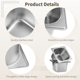 16PCS Stainless Steel Hotel Pans, 1/6 Size 4" Deep Commercial Buffet Steam Table Food Containers with 2 Serving Tongs & 4 Spoons, Metal Catering Trays for Home, Restaurant, Hotel, Party Food Prep