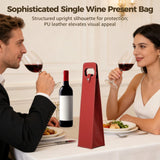 12PCS PU Leather Wine Present Bags, Reusable Single Bottle Wine Tote Carrier with Handle and Button Closure, Champagne Bottle Protective Bags for Wedding Birthday Party Christmas In Australia - Darrahopens