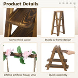 Wooden Multi-Tiered Dessert Stand with Swing and Flower Vine, A-Frame Foldable Wood Cake Serving Rack, 32" x 7.9" x 15.7" x 13.8" for Parties, Weddings, Buffets, Easy Assembly