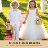 2PCS Wicker Flower Baskets, Handwoven Rustic Storage Containers with Portable Handle & Ribbon Accent, Waterproof Liner, 5.1" x 7.5", for Home Decor, Weddings, Floral Arrangements, Picnics