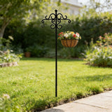 61in Heavy Duty Shepherd Hook, Black Iron Garden Stake with Ornate Scrollwork for Hanging Plants Lanterns Bird Feeders Outdoor Yard Decor