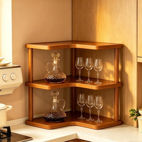 3 Tier Desktop Organizer Shelf Cup Storage Rack Wooden Corner Display Stand for Kitchen Counter Coffee Bar In Australia - Darrahopens