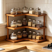 3 Tier Desktop Organizer Shelf Cup Storage Rack Wooden Corner Display Stand for Kitchen Counter Coffee Bar