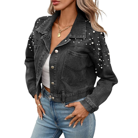 Women Oversized Denim Jacket Embroidered Beading Jeans Coat L In Australia - Darrahopens