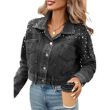 Women Oversized Denim Jacket Embroidered Beading Jeans Coat L In Australia - Darrahopens