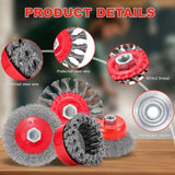 10PCS Wire Wheel for 4 1/2" Angle Grinder Set, Wheel Brushes with 5/8" Thread Arbor for Rust, , Paint Removal
