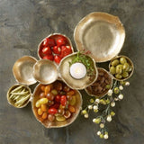 9 Cluster Decorative Bowls Bright Gold Brass Snack Tray Bowl Chip & Dip Serving Piece Strong Brass Centerpiece Beautiful Room Accent & Entertaining Parties Home Decor Wedding Gifts 22 Inch