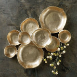 9 Cluster Decorative Bowls Bright Gold Brass Snack Tray Bowl Chip & Dip Serving Piece Strong Brass Centerpiece Beautiful Room Accent & Entertaining Parties Home Decor Wedding Gifts 22 Inch